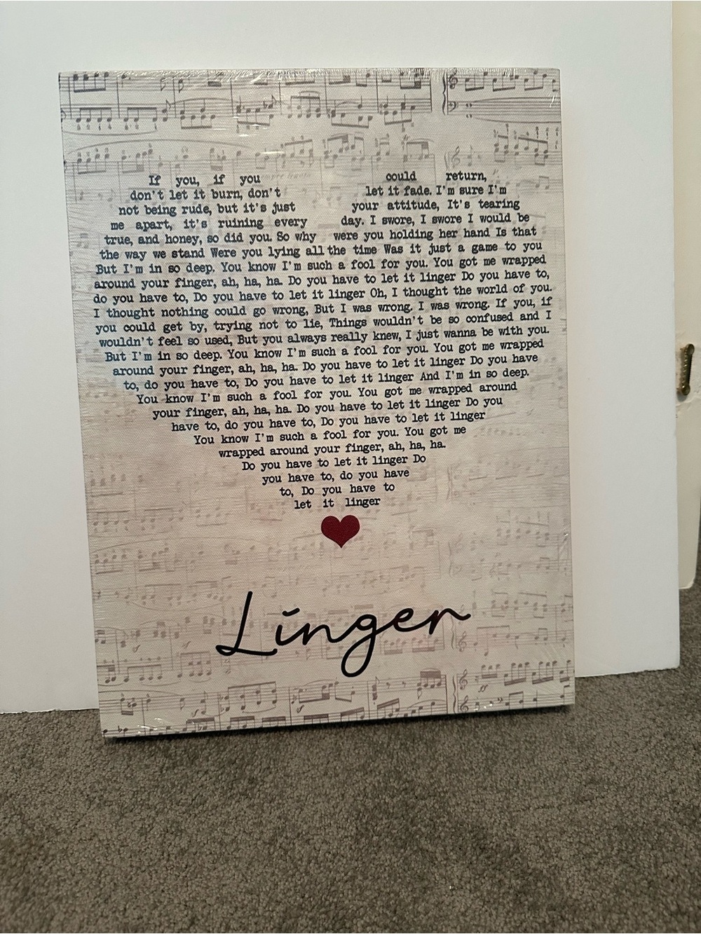 Linger Wall Art Print with Red Heart Accent